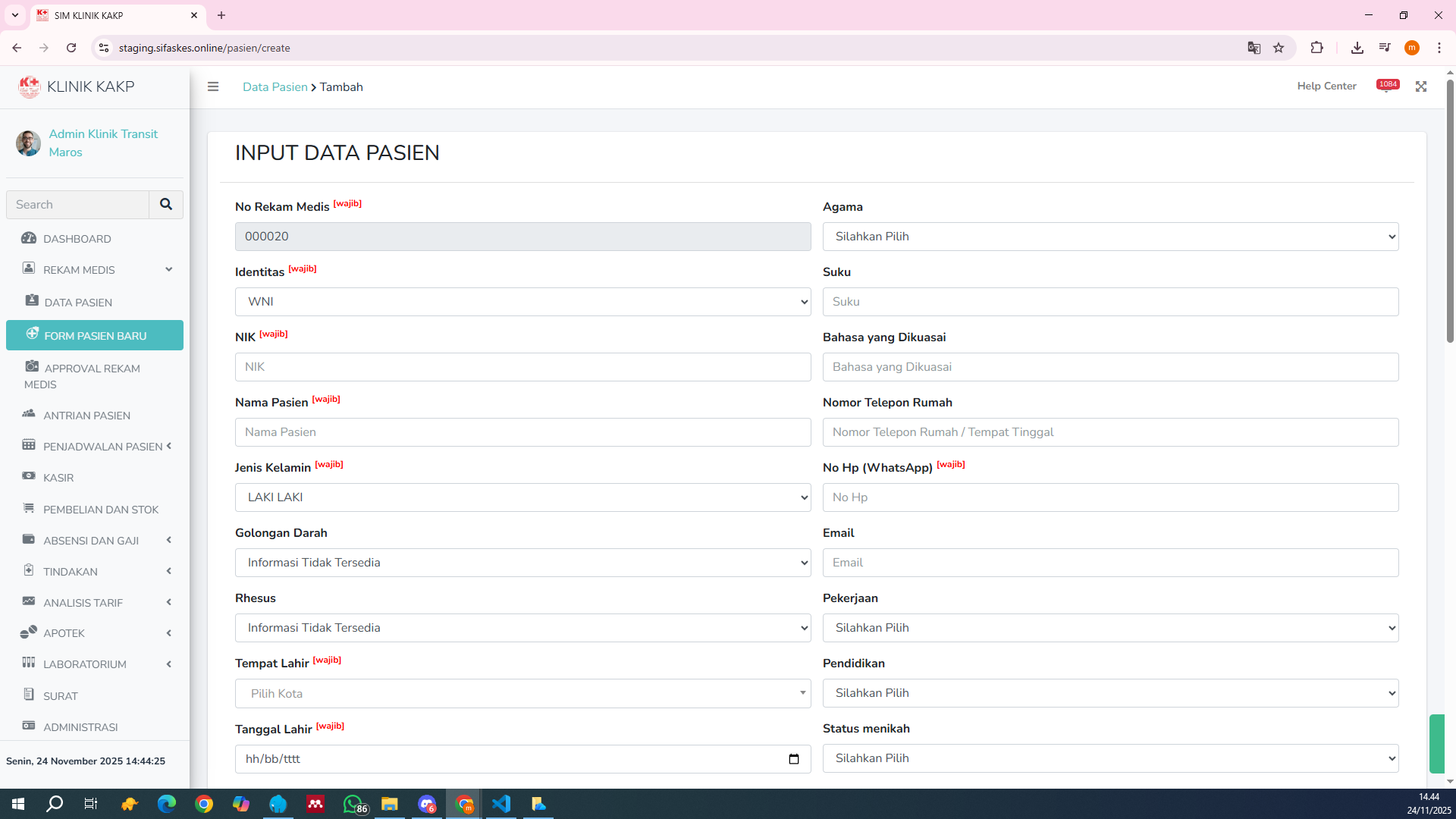 Form Pasien